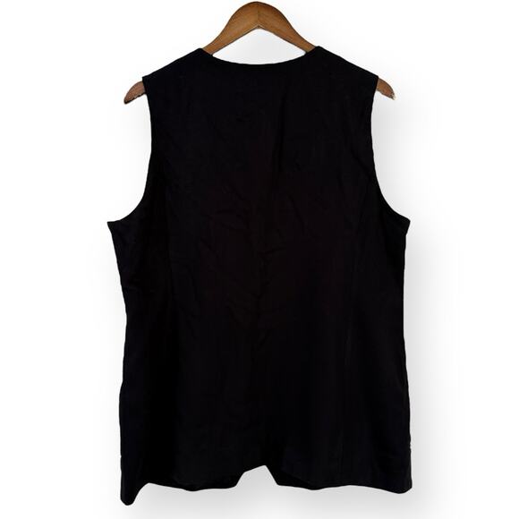 VTG Talbots Vest Womens Large Black Floral Embroidered Linen Blend Button Front - Picture 5 of 8